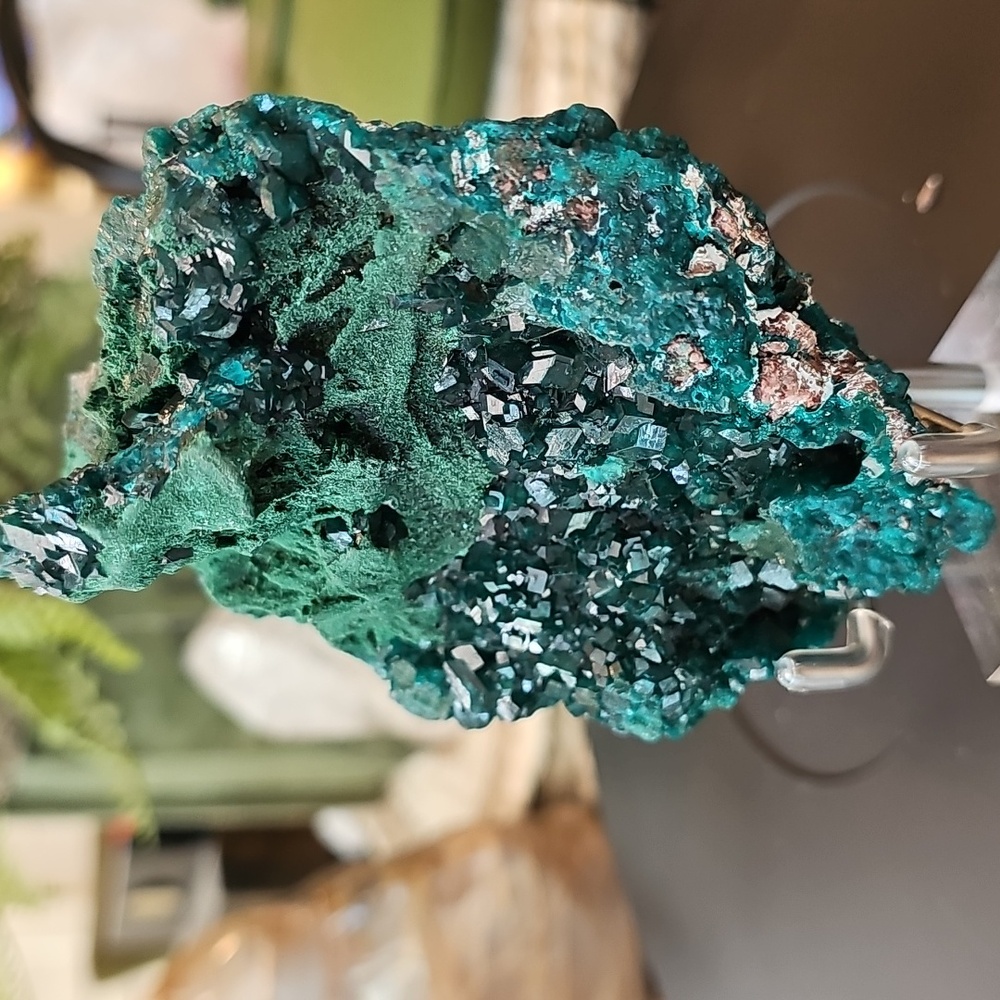 RARE Quality Large Dioptase W/ Malachite And A Bit Of Shattuckite! Stunning! - Picture 6 of 10